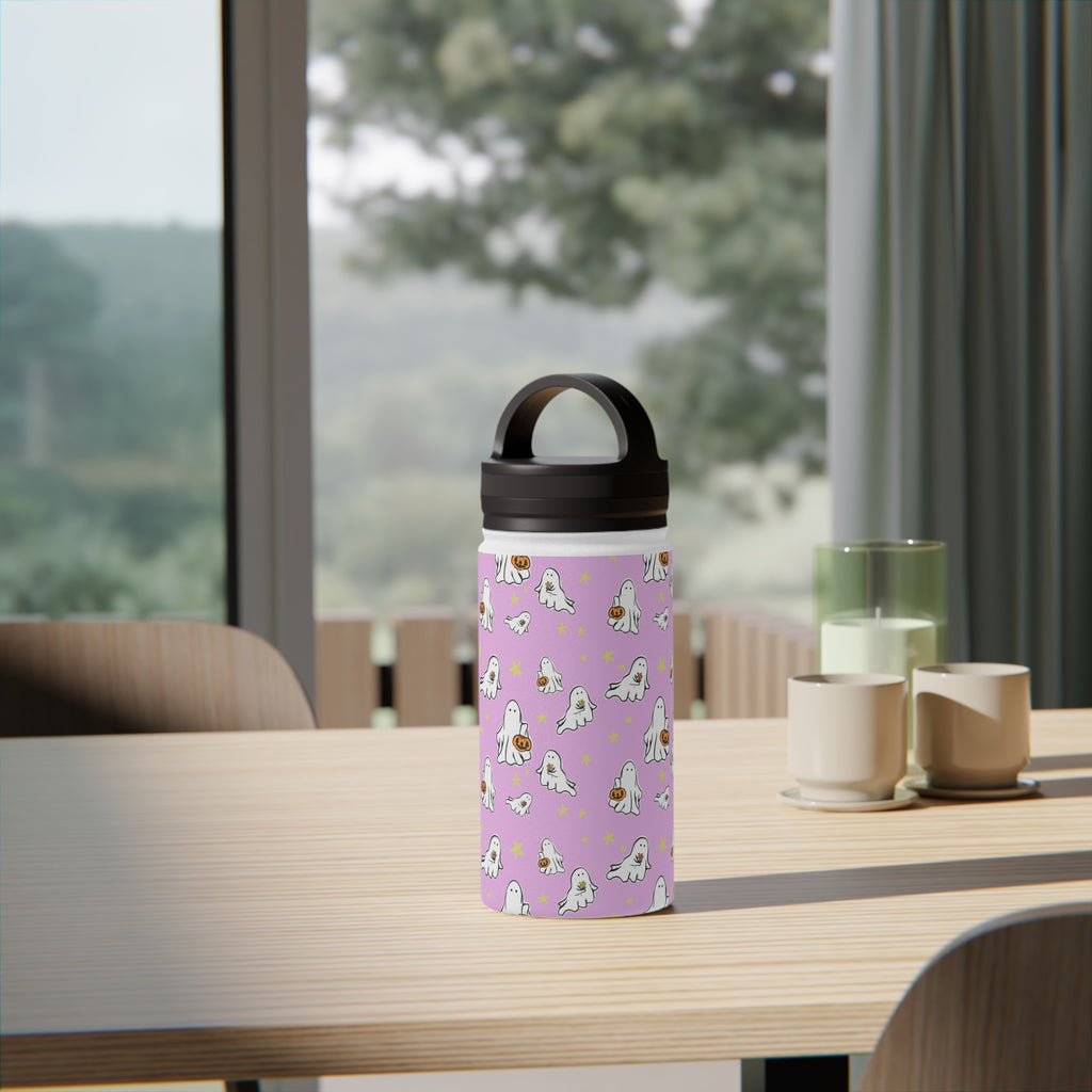 Stainless Steel Water Bottle Pink Ghost Design