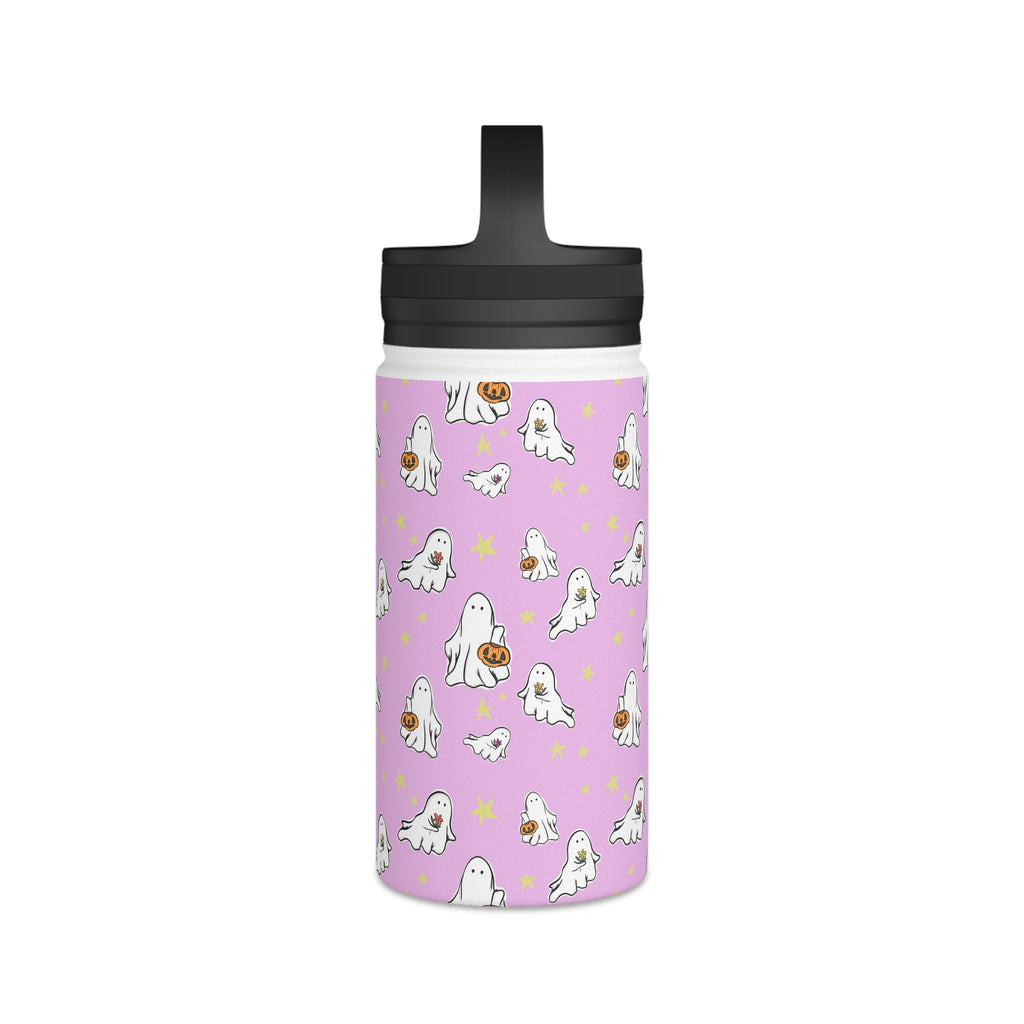 Stainless Steel Water Bottle Pink Ghost Design
