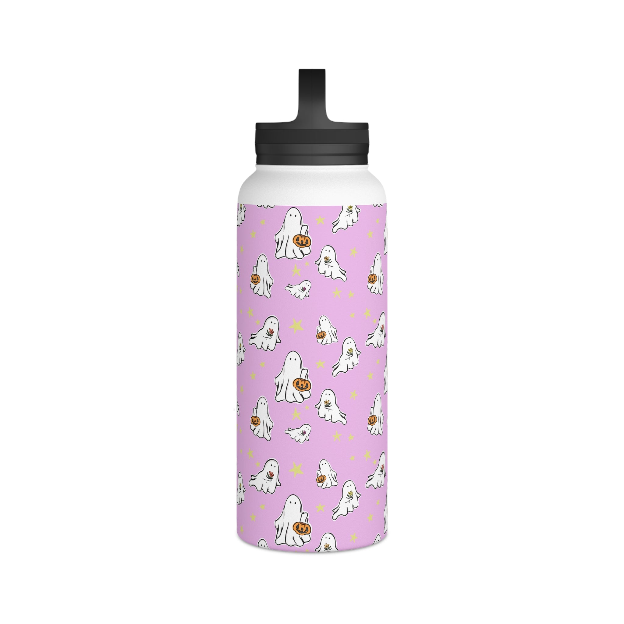 Stainless Steel Water Bottle Pink Ghost Design