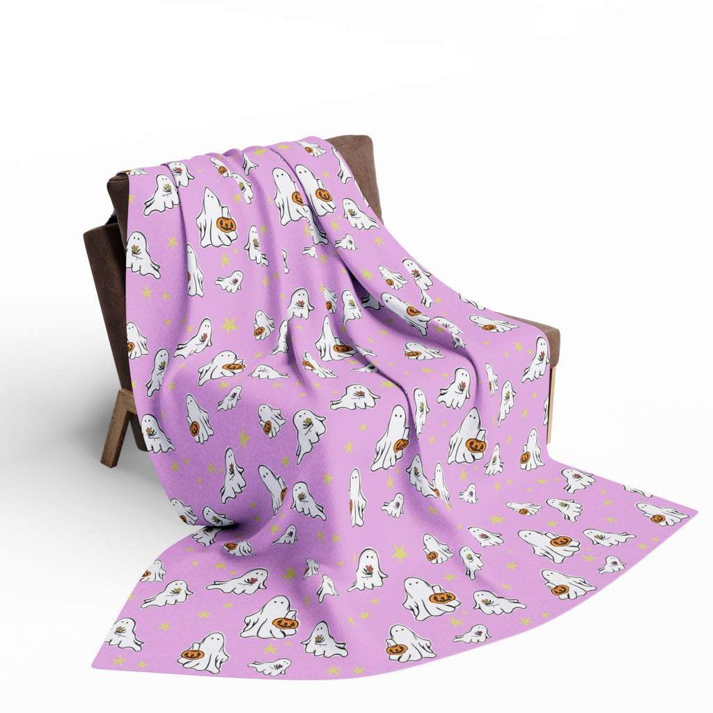 Fleece Blanket Pink Ghost Design