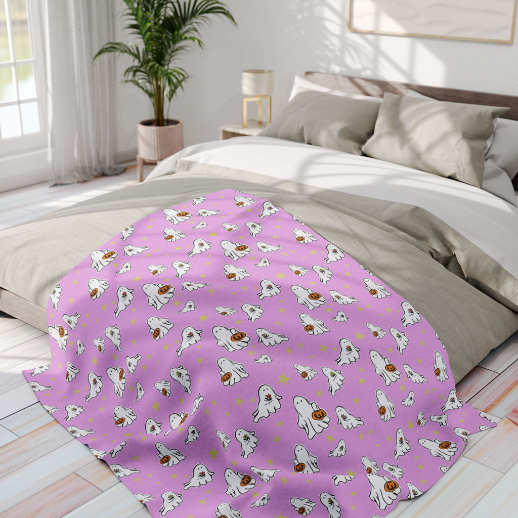 Fleece Blanket Pink Ghost Design
