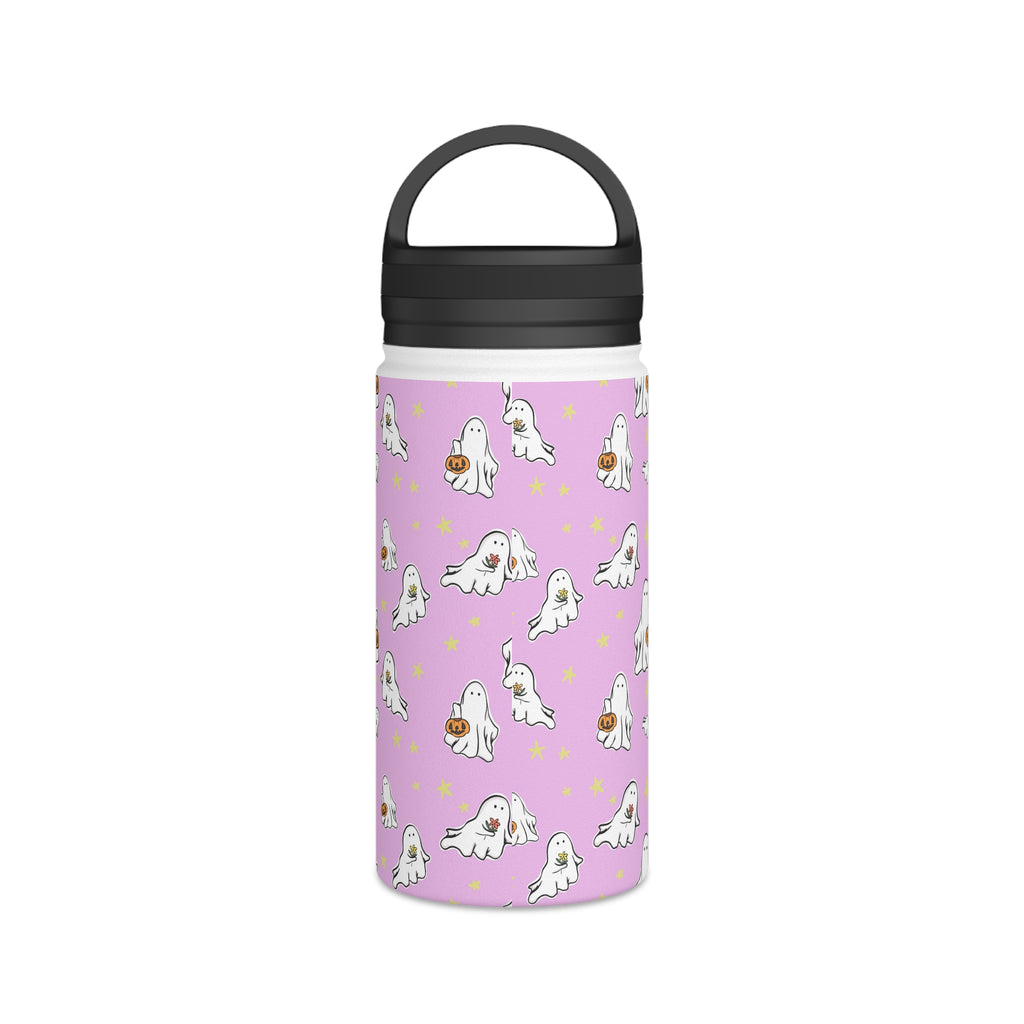 Stainless Steel Water Bottle Pink Ghost Design