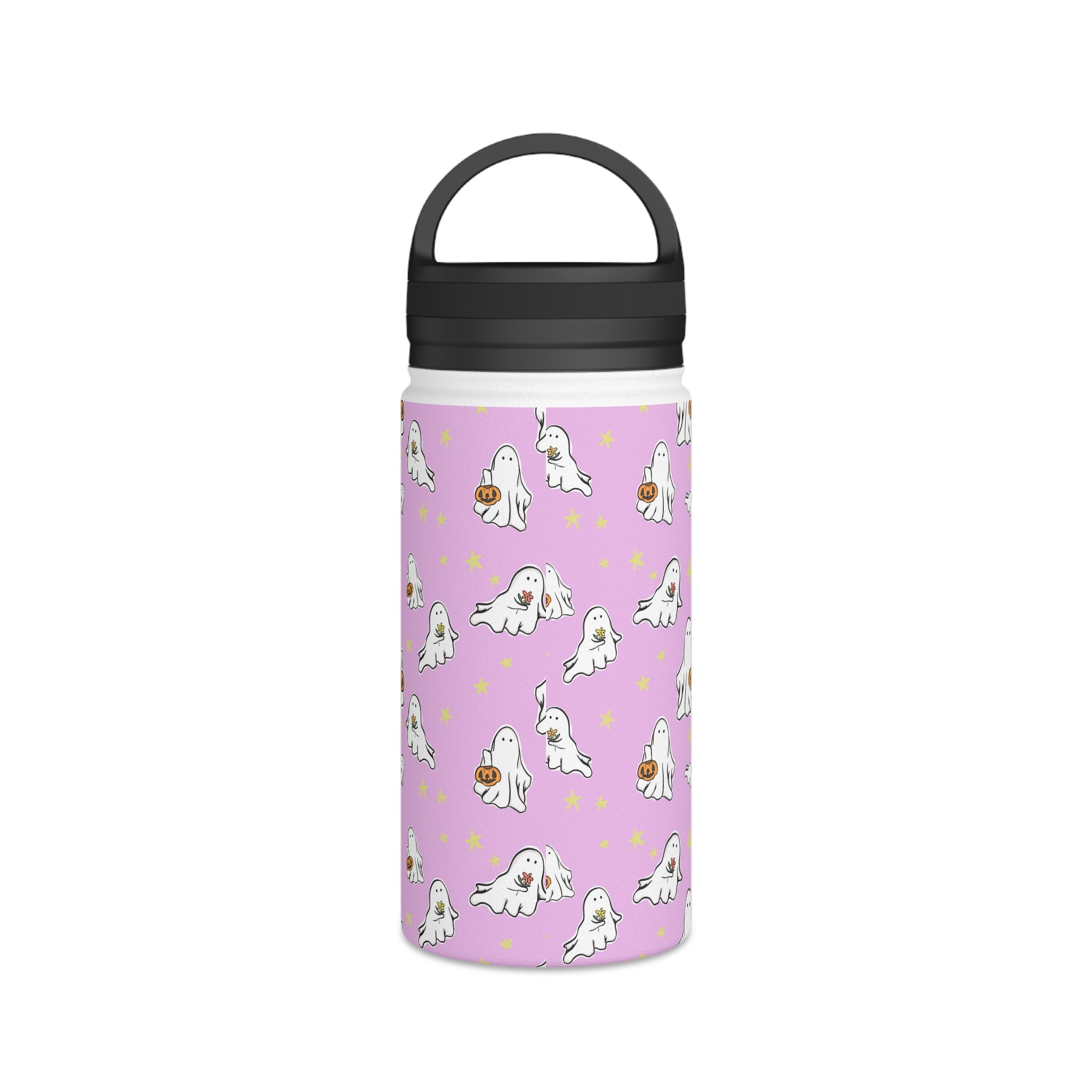 Stainless Steel Water Bottle Pink Ghost Design