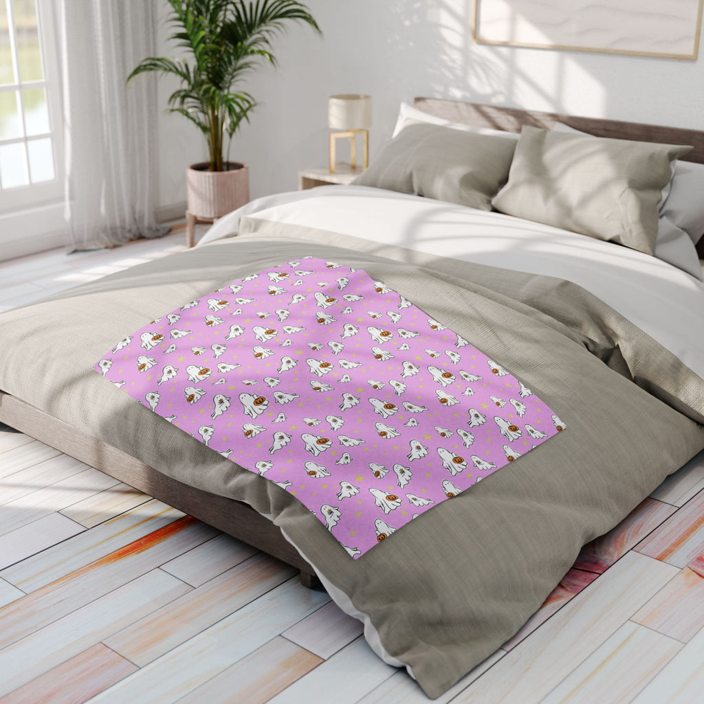 Fleece Blanket Pink Ghost Design