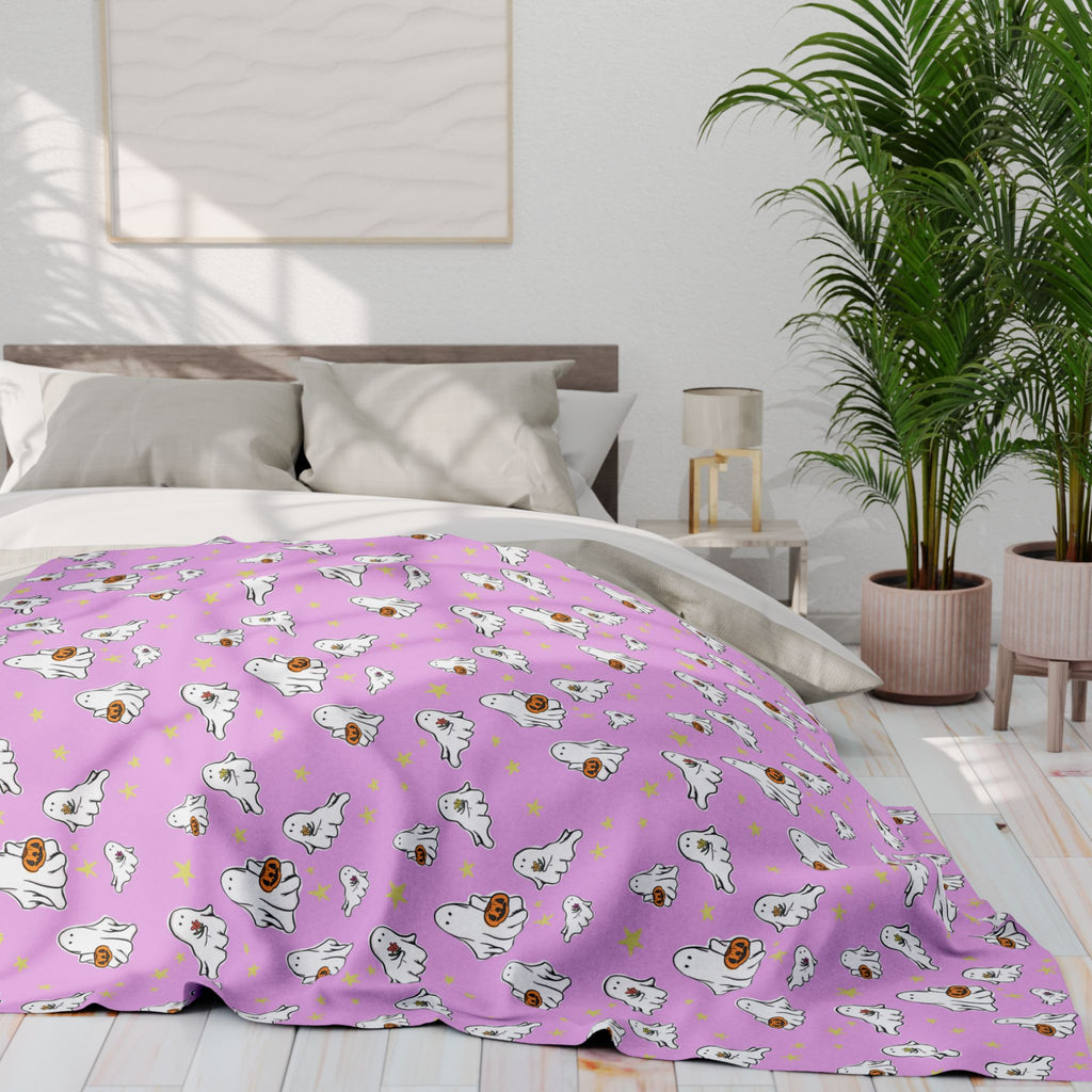 Fleece Blanket Pink Ghost Design