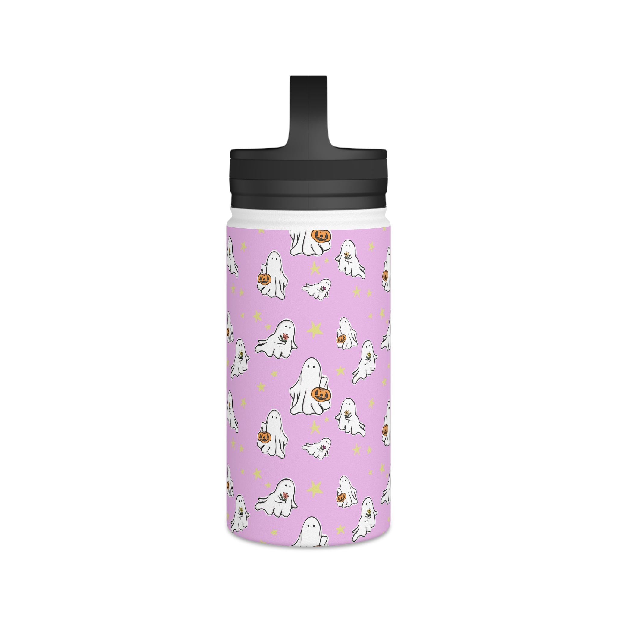 Stainless Steel Water Bottle Pink Ghost Design