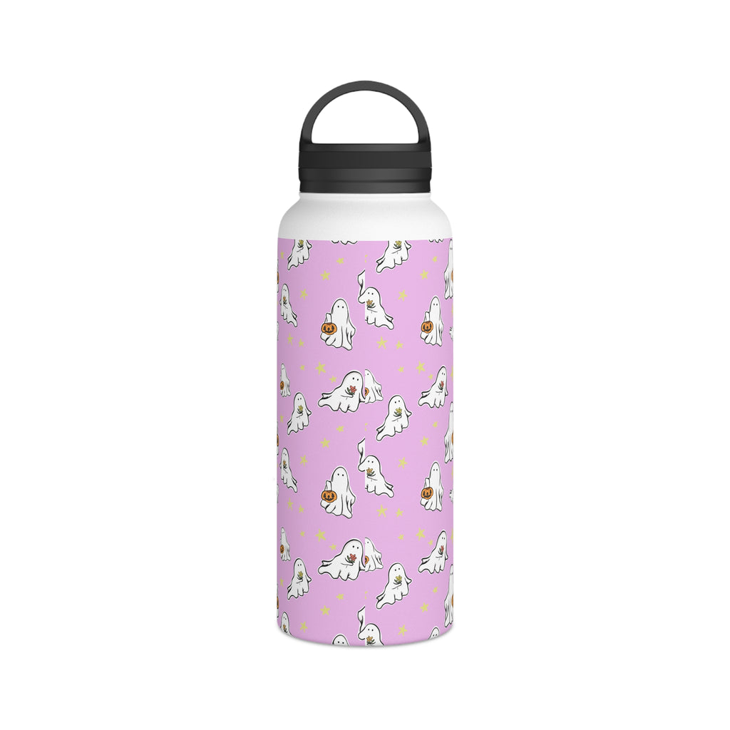 Stainless Steel Water Bottle Pink Ghost Design