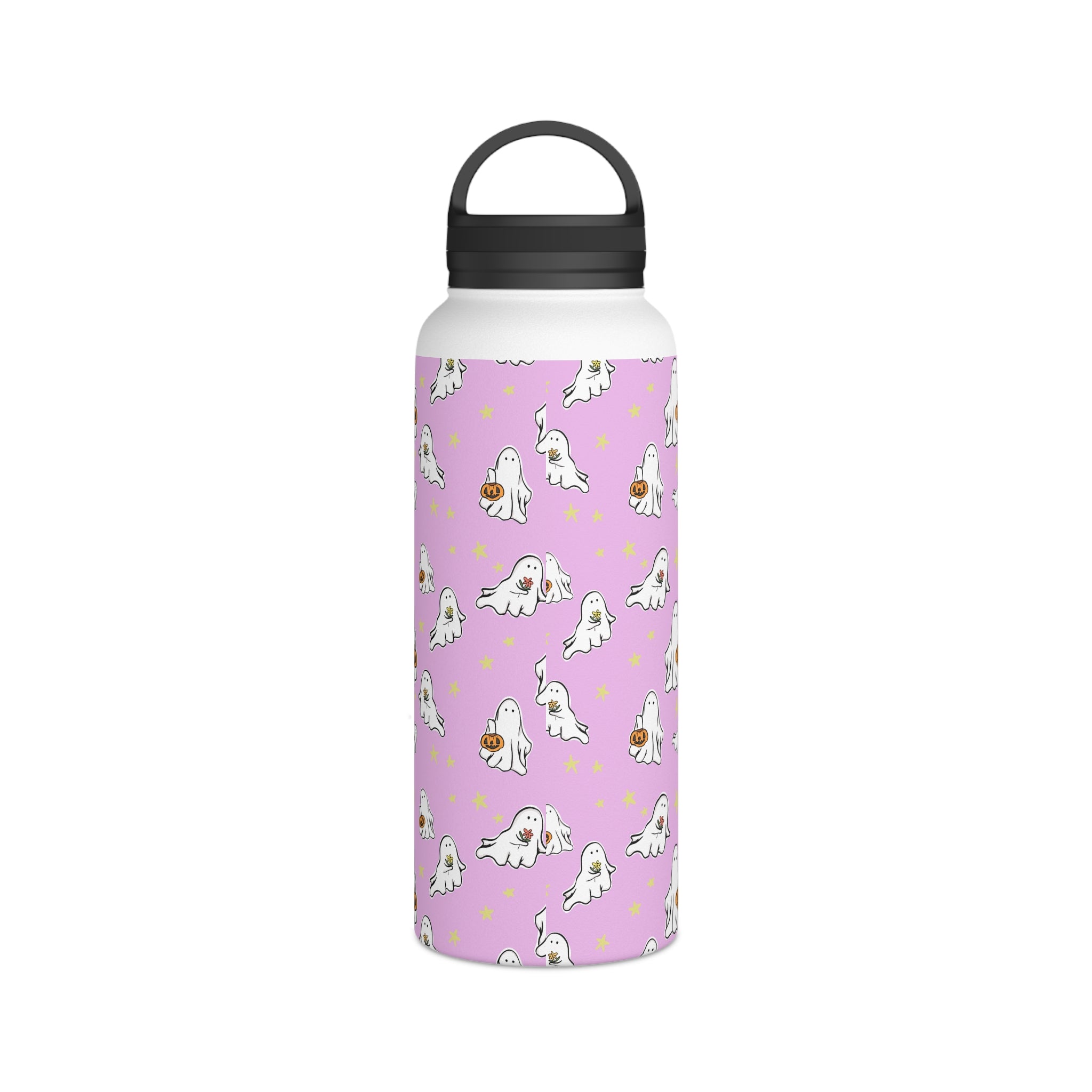 Stainless Steel Water Bottle Pink Ghost Design