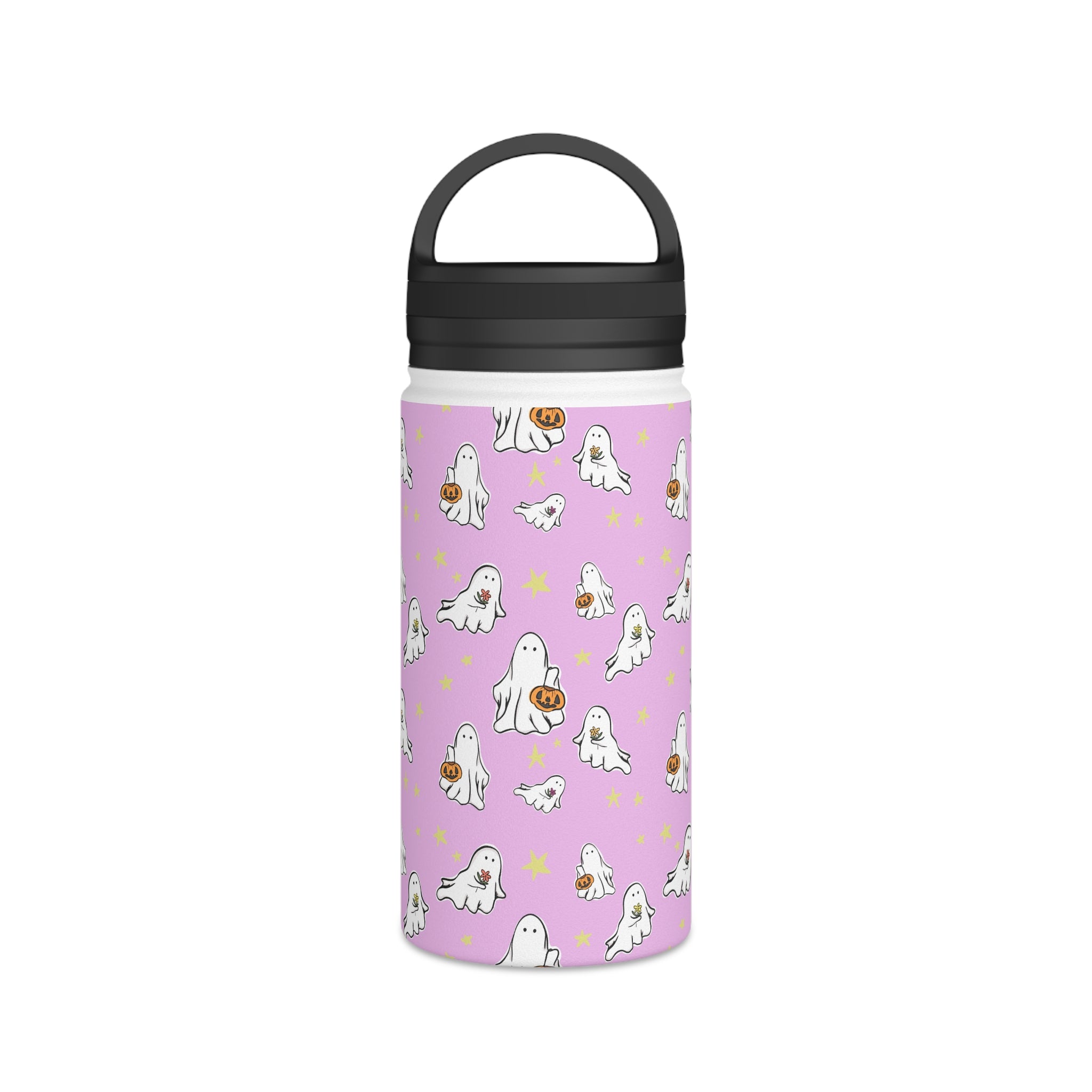 Stainless Steel Water Bottle Pink Ghost Design