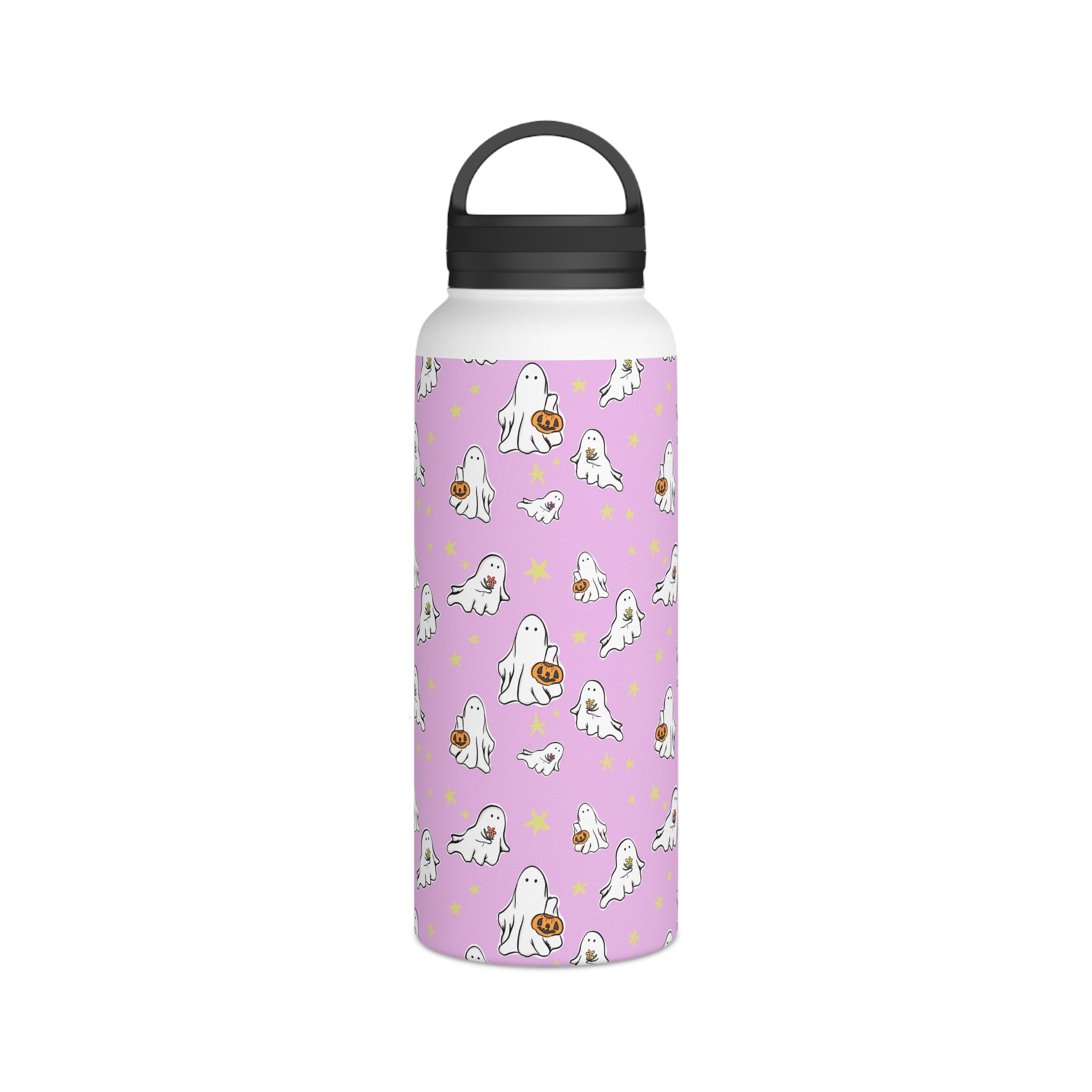 Stainless Steel Water Bottle Pink Ghost Design