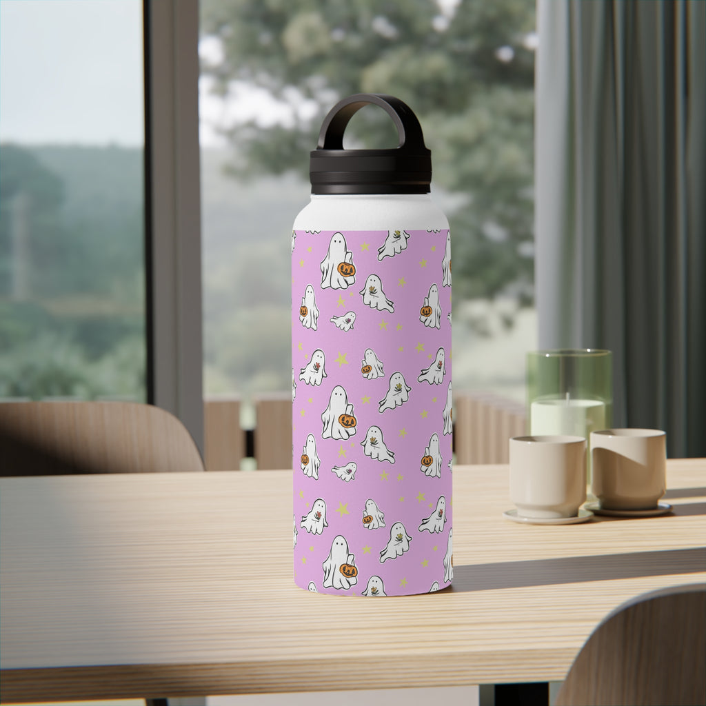 Stainless Steel Water Bottle Pink Ghost Design