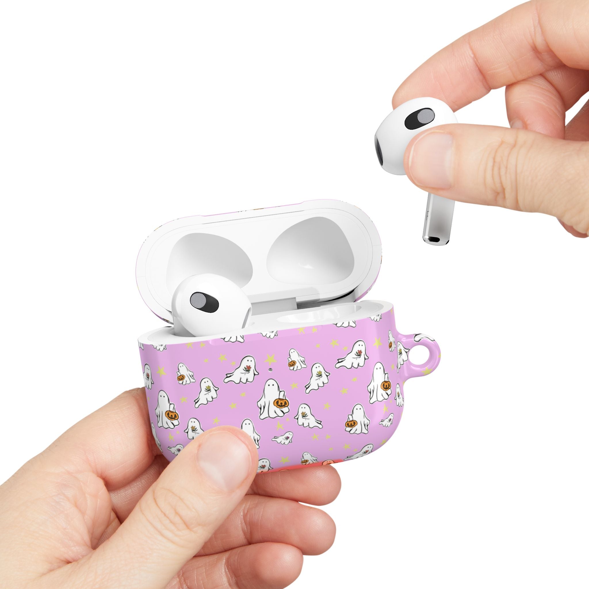 AirPod Cases with Pink Ghost Design