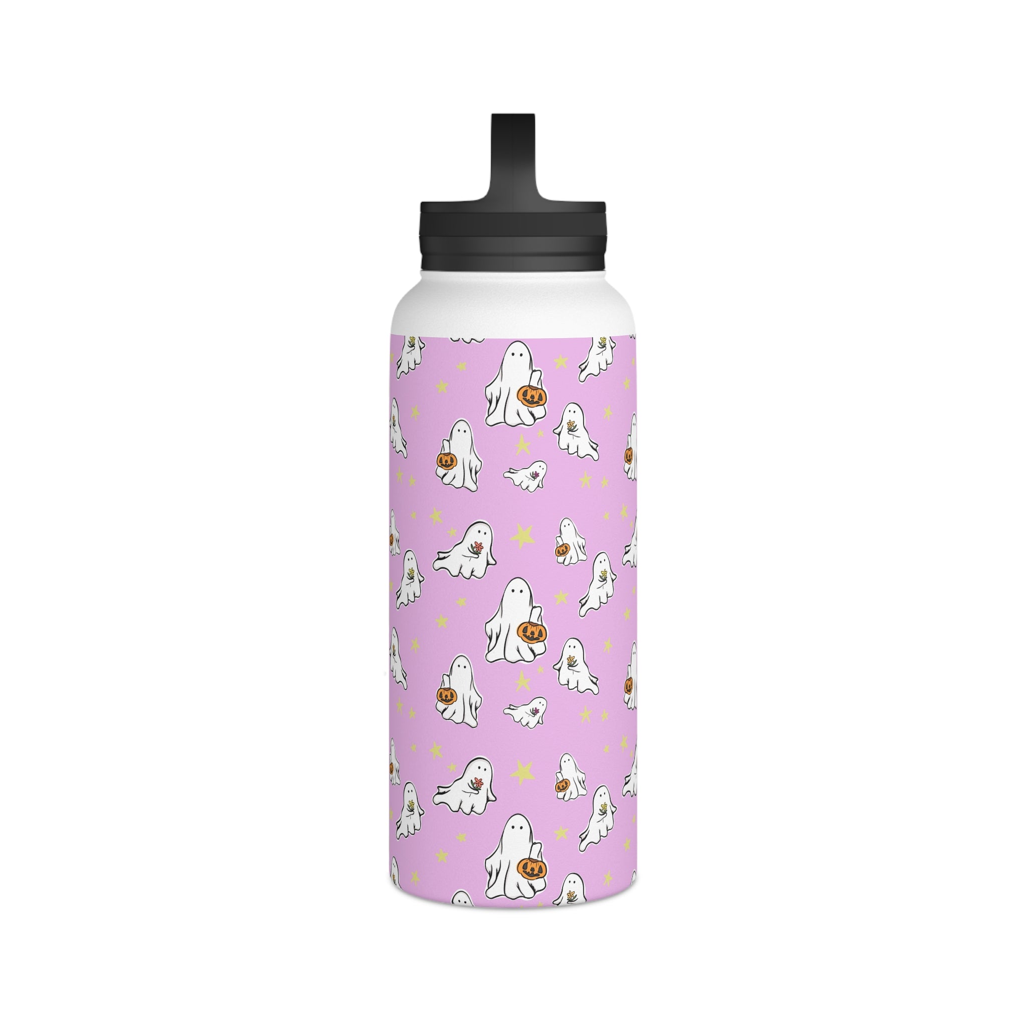 Stainless Steel Water Bottle Pink Ghost Design