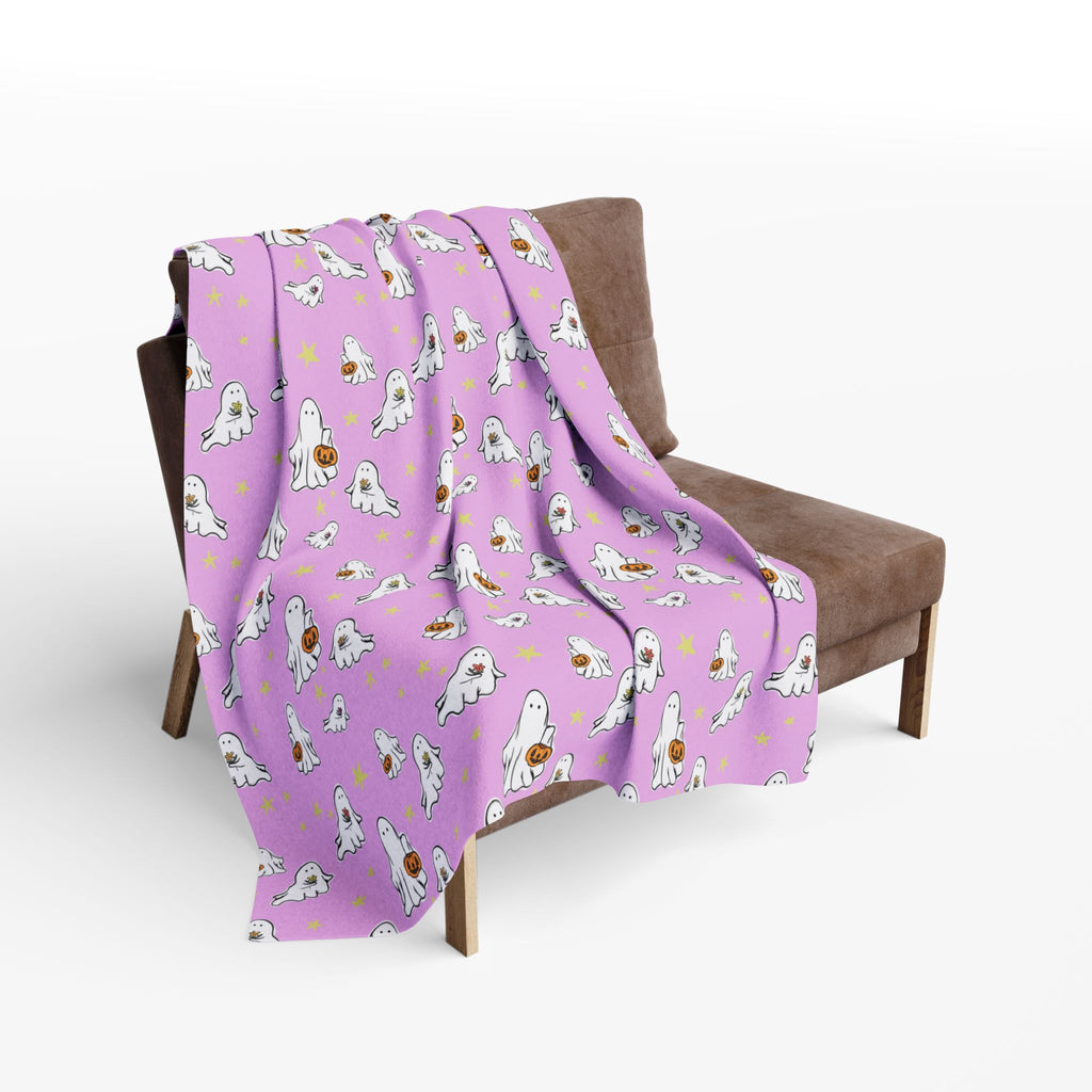 Fleece Blanket Pink Ghost Design